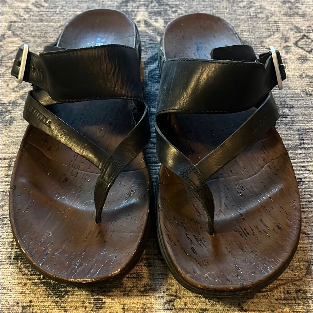 Merrell Black Leather Sandals with Buckle